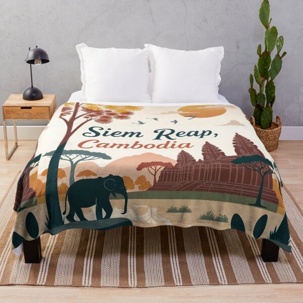 Item preview, Siem Reap Sunset Travel Poster – Cambodia Temple Art Print designed and sold by Witsprings.