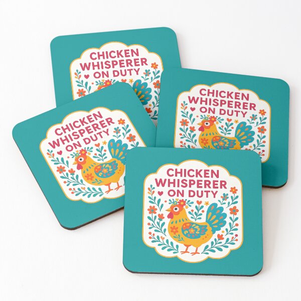 Item preview, Chicken Whisperer on Duty Hen – Bright Orange and Teal Scandinavian Folk Art by heidiannemorris © designed and sold by FOLK ART FUSION by heidiannemorris.