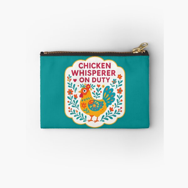 Item preview, Chicken Whisperer on Duty Hen – Bright Orange and Teal Scandinavian Folk Art by heidiannemorris © designed and sold by FOLK ART FUSION by heidiannemorris.