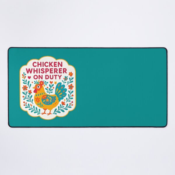 Item preview, Chicken Whisperer on Duty Hen – Bright Orange and Teal Scandinavian Folk Art by heidiannemorris © designed and sold by FOLK ART FUSION.