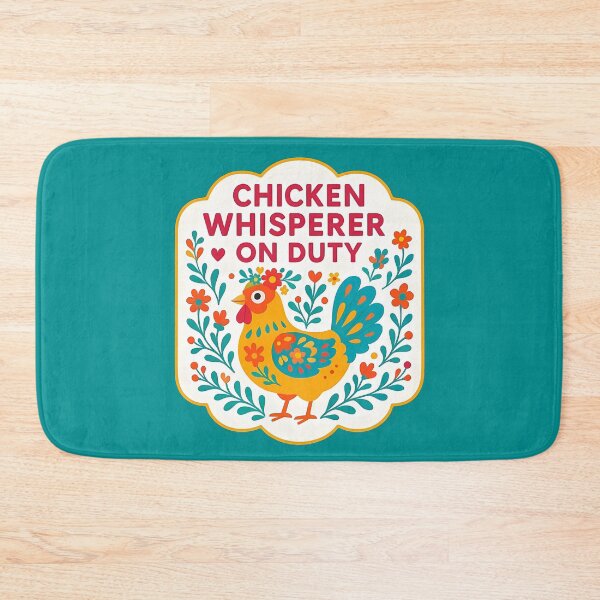 Item preview, Chicken Whisperer on Duty Hen – Bright Orange and Teal Scandinavian Folk Art by heidiannemorris © designed and sold by FOLK ART FUSION by heidiannemorris.