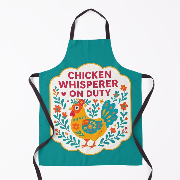 Item preview, Chicken Whisperer on Duty Hen – Bright Orange and Teal Scandinavian Folk Art by heidiannemorris © designed and sold by FOLK ART FUSION by heidiannemorris.