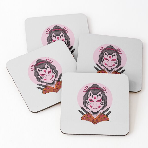 Item preview, Geisha with demon mask from Eastern mythology designed and sold by Joncasmiart.