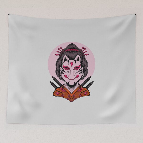 Item preview, Geisha with demon mask from Eastern mythology designed and sold by Joncasmiart.