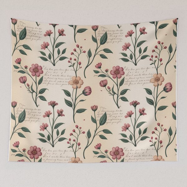 Item preview, Grandmacore Quiet Romance – Scripted Blossom Garden Pattern By Heritage Hive Studio designed and sold by Heritage Hive Studio.
