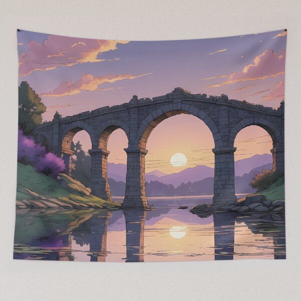 Item preview, Bridge Beneath the Setting Sky designed and sold by HorizonHues.