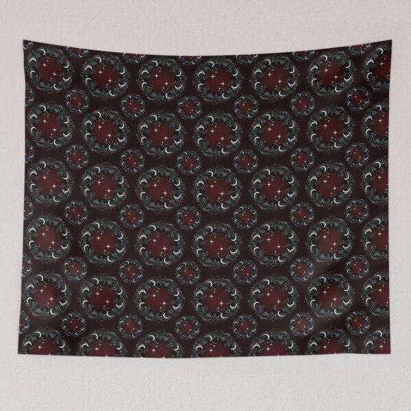 Item preview, Gothic Moon Wreath – Dark Christmas Floral Pattern designed and sold by MvuuStudio.
