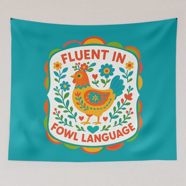 Item preview, Fluent in Fowl Language Hen – Playful Scandinavian Folk Art by heidiannemorris © designed and sold by FOLK ART FUSION by heidiannemorris.