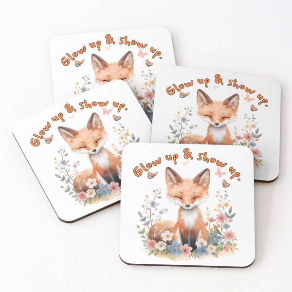 Item preview, Glow Up & Show Up | Cute Fox Motivation Art designed and sold by Brainy Bites19.