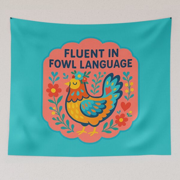 Item preview, Fluent in Fowl Language Hen – Playful Scandinavian Folk Art by heidiannemorris © designed and sold by FOLK ART FUSION by heidiannemorris.