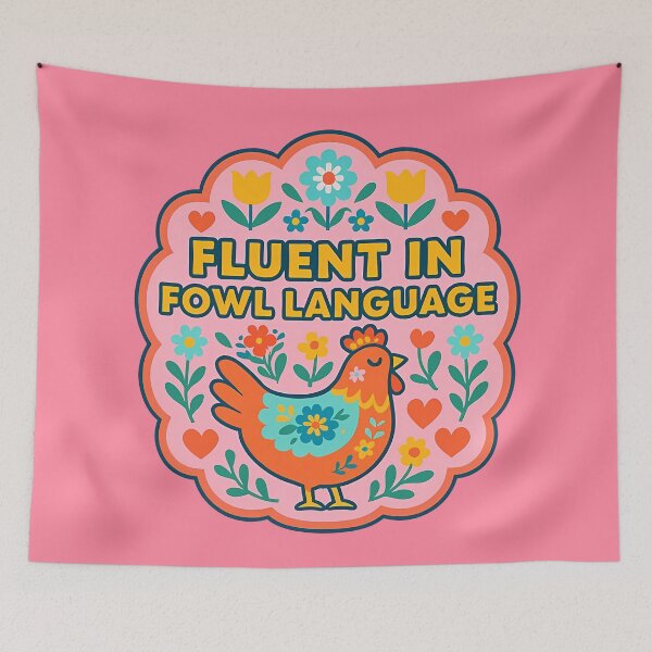 Item preview, Fluent in Fowl Language Hen – Playful Scandinavian Folk Art by heidiannemorris © designed and sold by FOLK ART FUSION by heidiannemorris.