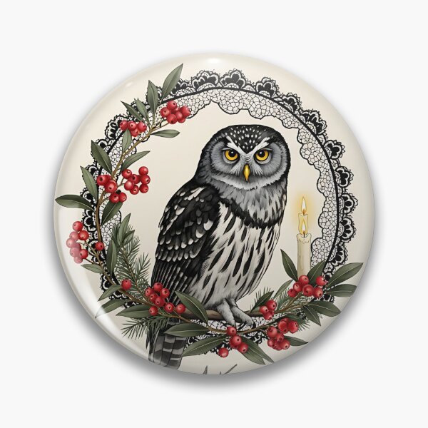 Item preview, Vintage Owl & Lace Holiday Wreath – Seamless Pattern designed and sold by MvuuStudio.