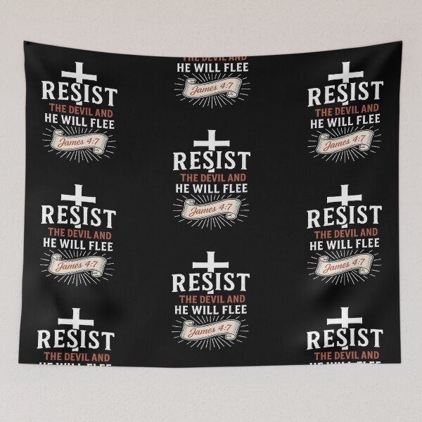 Item preview, Resist the Devil and He Will Flee James 4:7 Christian Design Resist Fascism designed and sold by Luvjesus2.