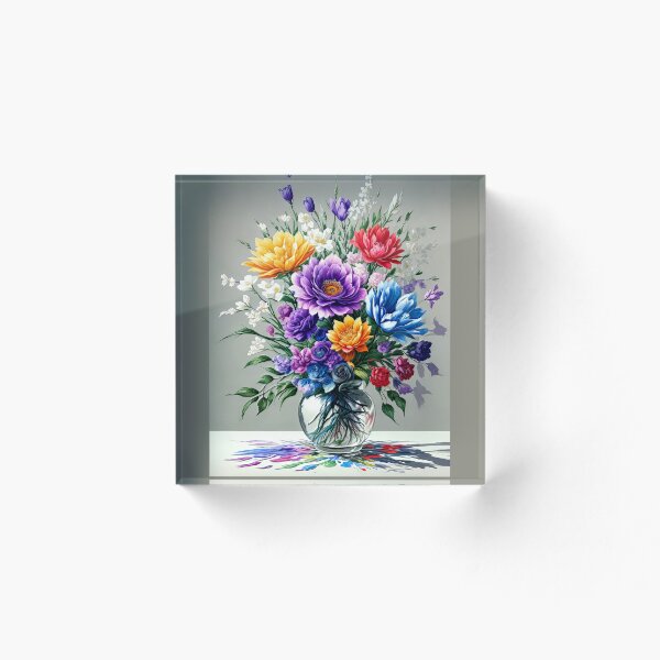 Item preview, Traditional Floral Bouquet: Vibrant Rainbow Flower Arrangement Painting designed and sold by Snap2Art.