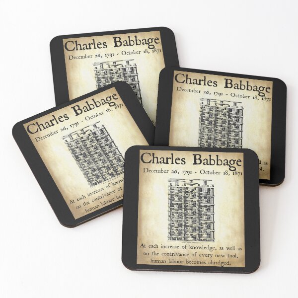 Item preview, Nerdy Vintage Charles Babbage Math Science Teacher Black Text Parchment designed and sold by MathWare MathClips.