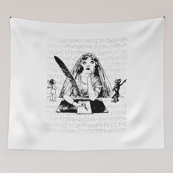 Item preview, Pensive Muse - Vintage Illustration of a Thoughtful Woman with Feather Quill designed and sold by Danxore.
