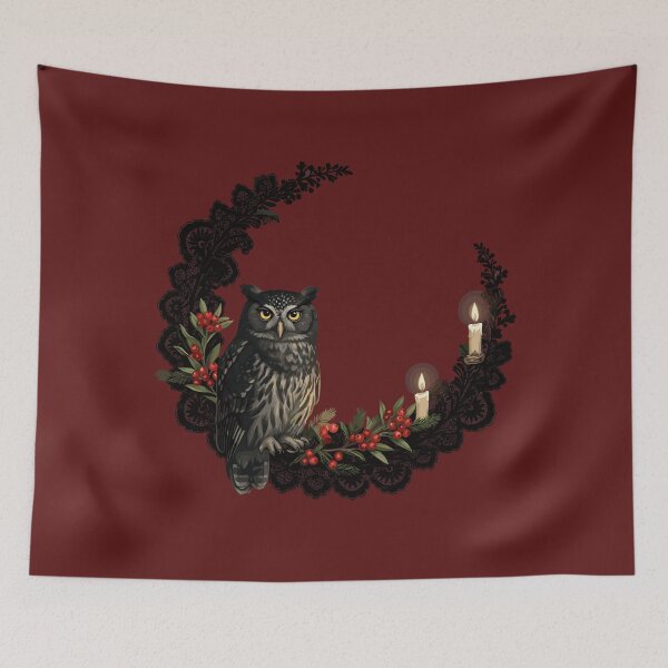 Item preview, Gothic Owl with Candles – Plum Holiday Art designed and sold by MvuuStudio.