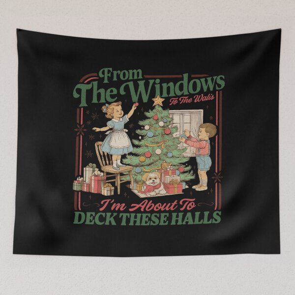 Item preview, From The Windows To The Walls I'm About To Deck These Halls Sweat, Funny Retro Christmas Sweater, Womens Holiday Party designed and sold by Foro-Chance.