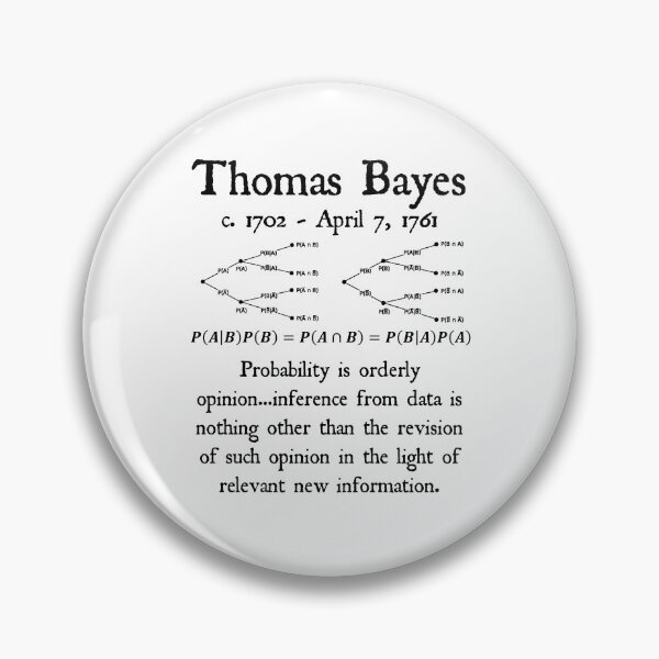 Item preview, Nerdy Vintage Thomas Bayes Probability is Oderly Opinion Math Science Teacher Black Text designed and sold by MathWare MathClips.