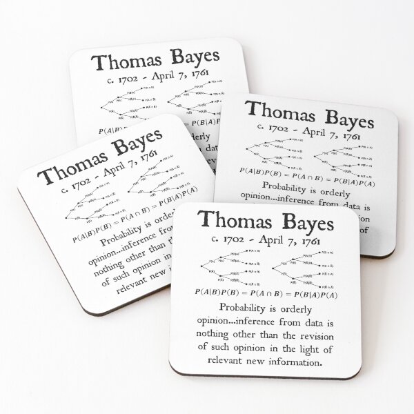 Item preview, Nerdy Vintage Thomas Bayes Probability is Oderly Opinion Math Science Teacher Black Text designed and sold by MathWare MathClips.
