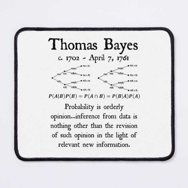 Item preview, Nerdy Vintage Thomas Bayes Probability is Oderly Opinion Math Science Teacher Black Text designed and sold by MathWare MathClips.
