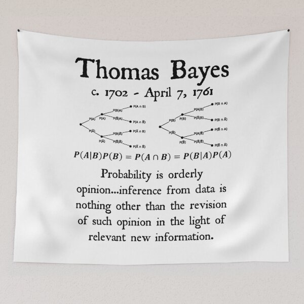 Item preview, Nerdy Vintage Thomas Bayes Probability is Oderly Opinion Math Science Teacher Black Text designed and sold by MathWare MathClips.