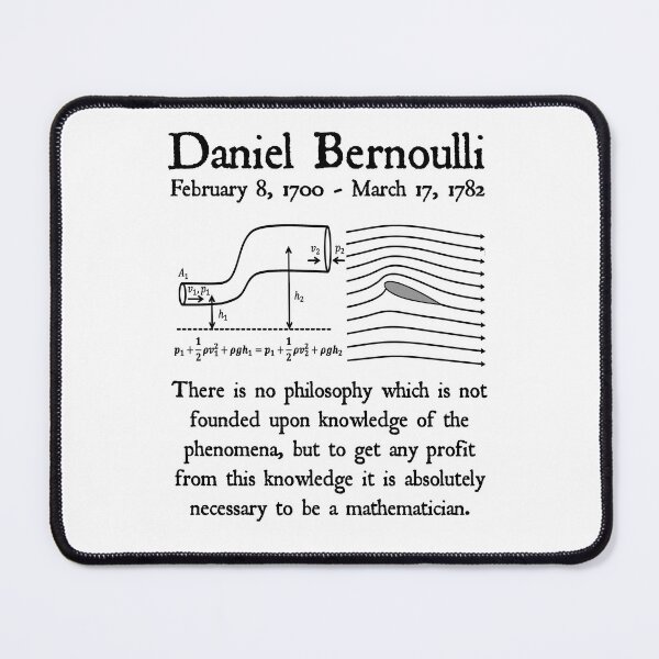 Item preview, Nerdy Vintage Daniel Bernoulli There is No Philosophy Which is Not Founded Upon Knowledge of the Phenomena Math Science Teacher Black Text designed and sold by MathWare MathClips.