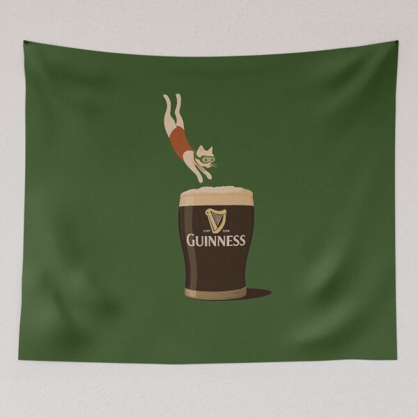 Item preview, Cat Diving Into A Pint Of Guinness designed and sold by FutureTraveller.
