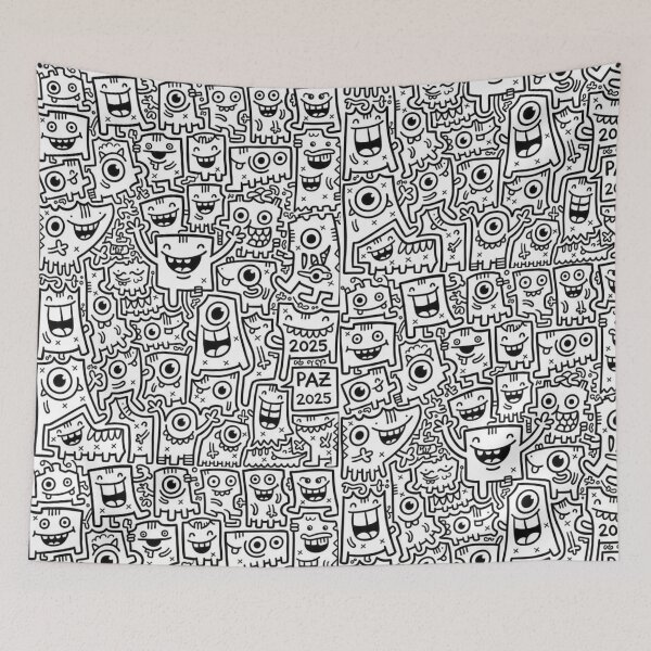 Item preview, Patrón de Monstruos Felices Doodle: Año 2025 designed and sold by bsbd-action.