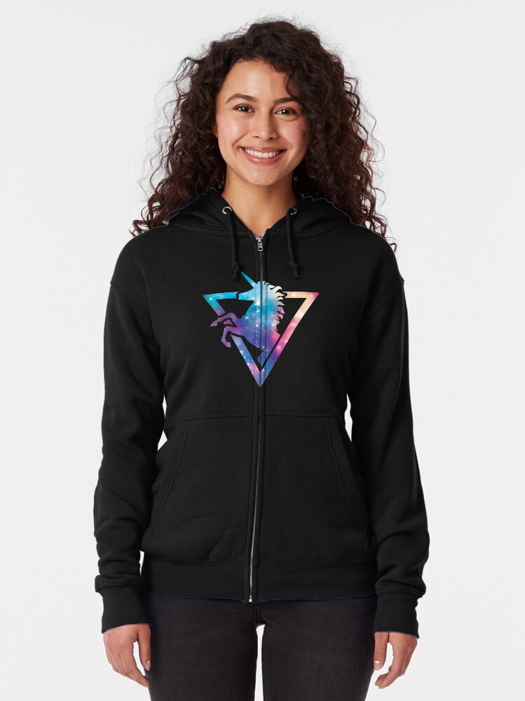 Alternate view of Galaxy Unicorn Zipped Hoodie