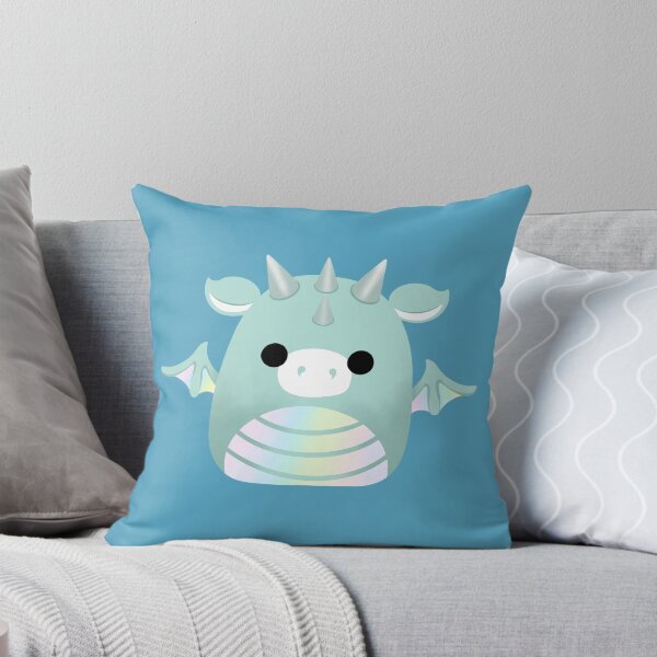 Item preview, Teal & Rainbow Dragon Pillow designed and sold by VelvetFungi.