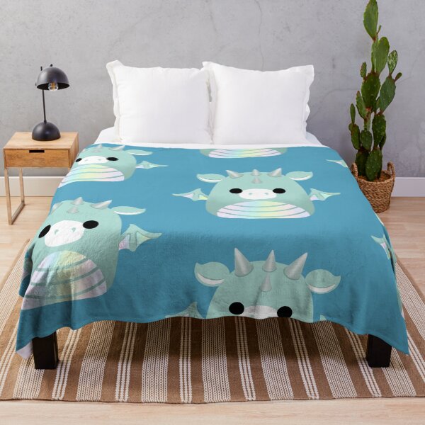 Item preview, Teal & Rainbow Dragon Pillow designed and sold by VelvetFungi.