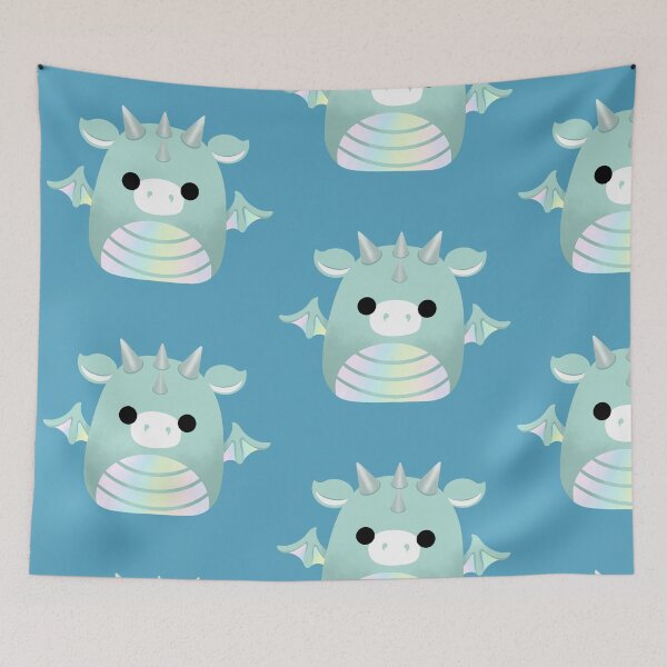 Item preview, Teal & Rainbow Dragon Pillow designed and sold by VelvetFungi.
