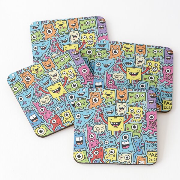 Item preview, Monstruos Felices Doodle: Patrón Multicolor Pop designed and sold by bsbd-action.