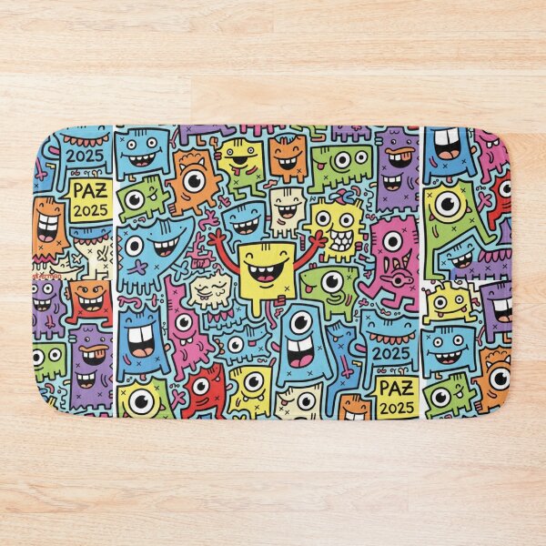 Item preview, Monstruos Felices Doodle: Patrón Multicolor Pop designed and sold by bsbd-action.