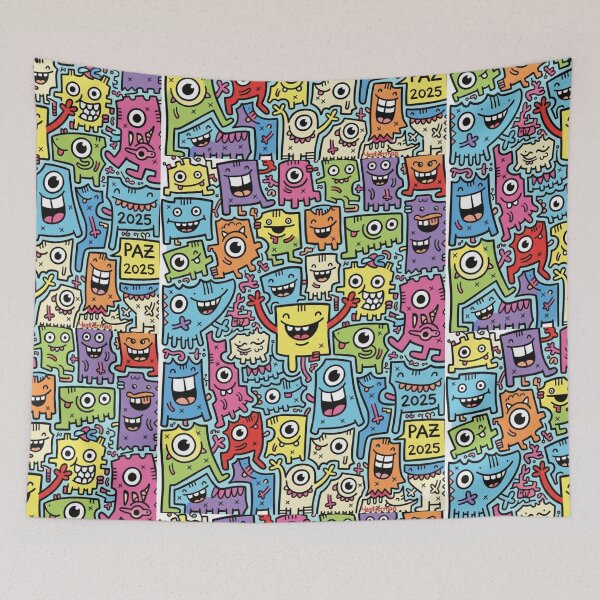 Item preview, Monstruos Felices Doodle: Patrón Multicolor Pop designed and sold by bsbd-action.