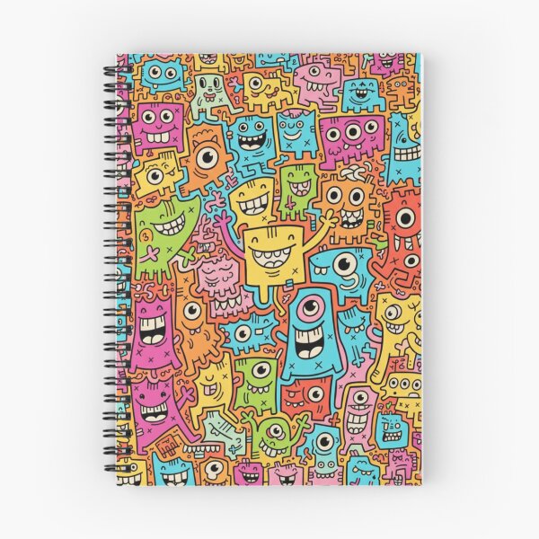 Item preview, Doodle Monstruos Kawaii: Patrón Arcoíris Vibrante designed and sold by bsbd-action.