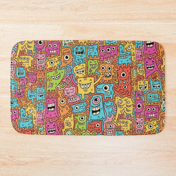 Item preview, Doodle Monstruos Kawaii: Patrón Arcoíris Vibrante designed and sold by bsbd-action.