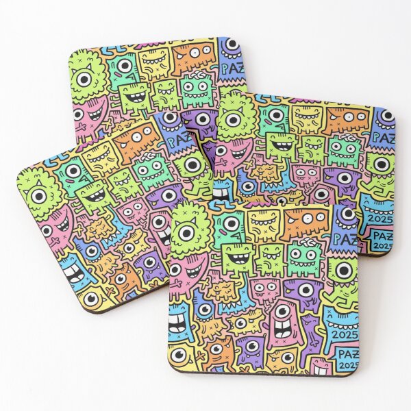 Item preview, Doodle de Monstruos: Patrón Multicolor Pop Art Amarillo designed and sold by bsbd-action.