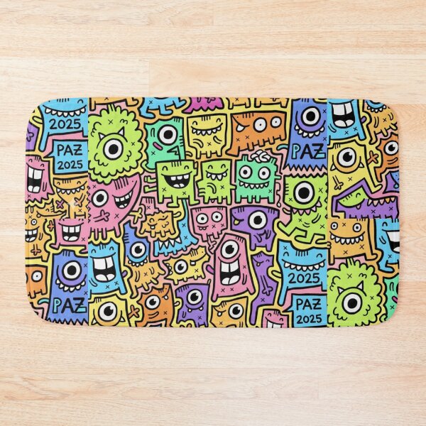 Item preview, Doodle de Monstruos: Patrón Multicolor Pop Art Amarillo designed and sold by bsbd-action.
