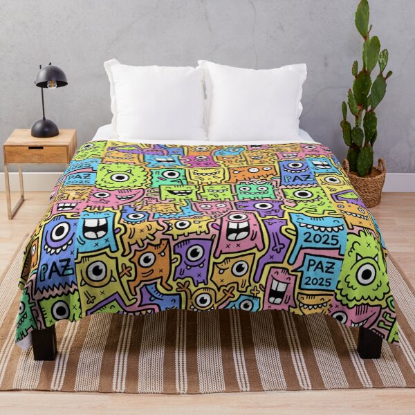 Item preview, Doodle de Monstruos: Patrón Multicolor Pop Art Amarillo designed and sold by bsbd-action.