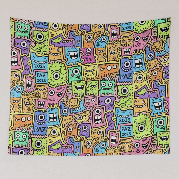 Item preview, Doodle de Monstruos: Patrón Multicolor Pop Art Amarillo designed and sold by bsbd-action.