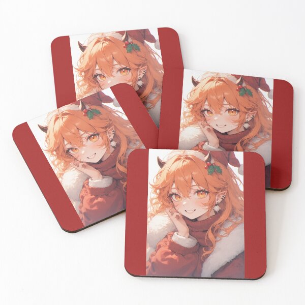 Item preview, Happy anime demon girl with a Christmas hat designed and sold by ArtsJulian.