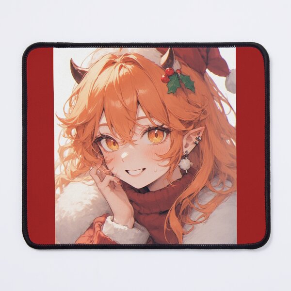 Item preview, Happy anime demon girl with a Christmas hat designed and sold by ArtsJulian.