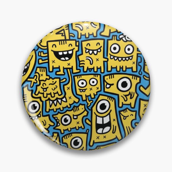 Aperçu de l'œuvre Monstruos Doodle : Patrón Amarillo et Azul Eléctrico créée et vendue par bsbd-action.