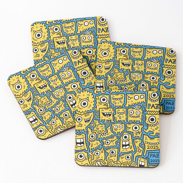 Item preview, Monstruos Doodle: Patrón Amarillo y Azul Eléctrico designed and sold by bsbd-action.