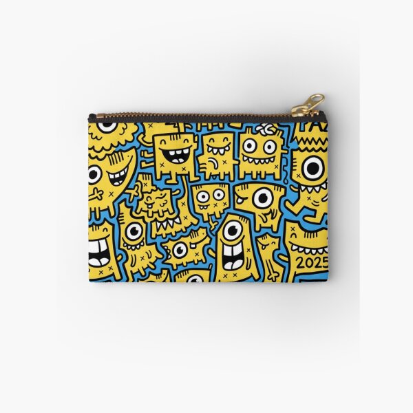 Aperçu de l'œuvre Monstruos Doodle : Patrón Amarillo et Azul Eléctrico créée et vendue par bsbd-action.