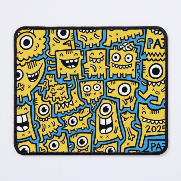Item preview, Monstruos Doodle: Patrón Amarillo y Azul Eléctrico designed and sold by bsbd-action.