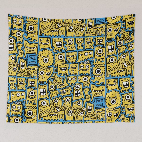 Item preview, Monstruos Doodle: Patrón Amarillo y Azul Eléctrico designed and sold by bsbd-action.