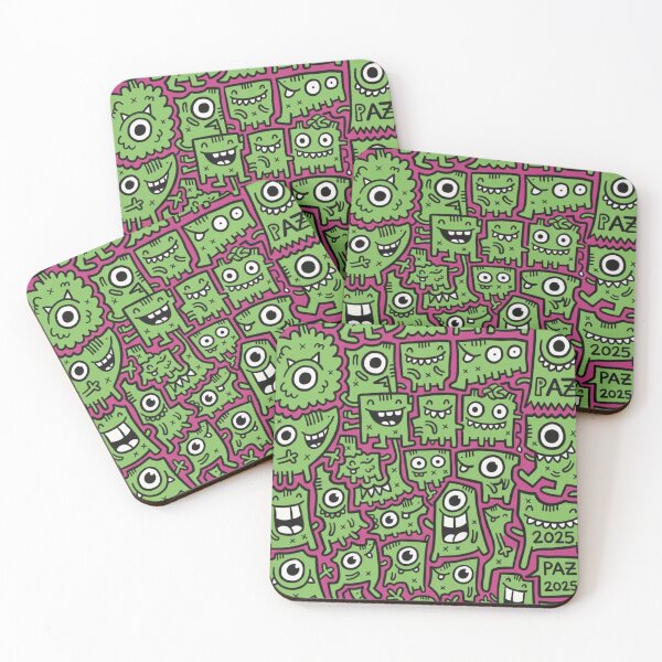 Item preview, Monstruos Doodle: Patrón Verde Neón y Magenta Pop designed and sold by bsbd-action.